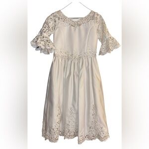Vintage Fouger USA Girls Elegant White Communion Fancy Dress Size 10